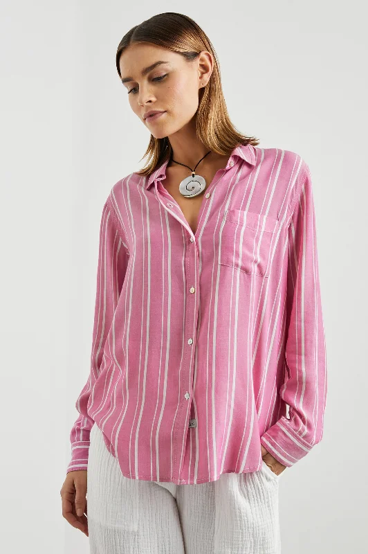 GAIA SHIRT - BERRY STRIPE Print Jacquard Patchwork