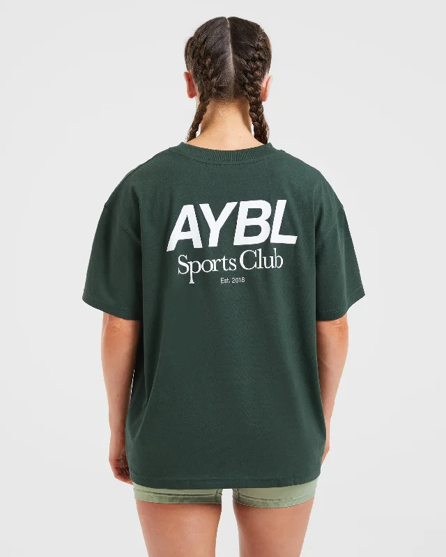 AYBL Sports Club Oversized T Shirt - Forest Green Faux Fur Fabric Real Fur Fabric Shearling Fabric