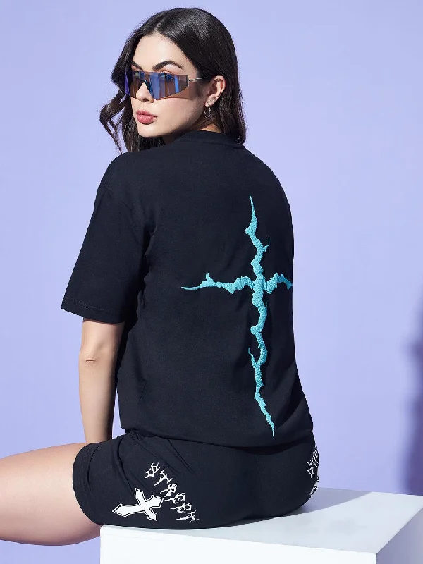 LIGHTNING T-shirt and Short Set Fleece Nylon Spandex