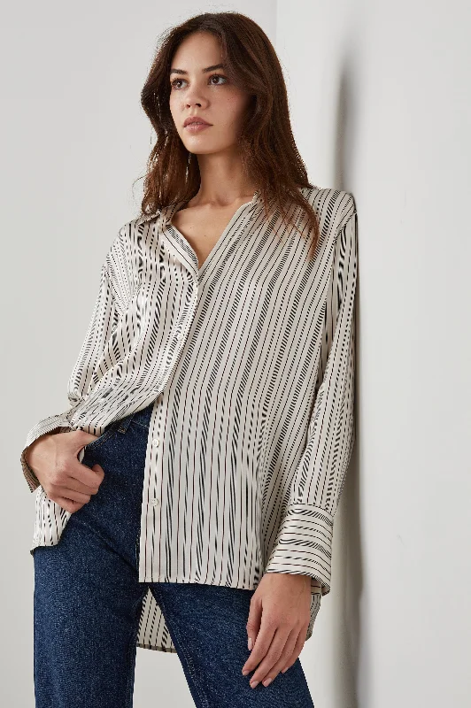DORIAN SHIRT - PROVIDENCE STRIPE Spandex Blend Rayon Blend Denim Blend