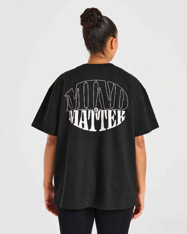 Mind Over Matter Oversized T Shirt - Black Polka Dot Checkered Tartan