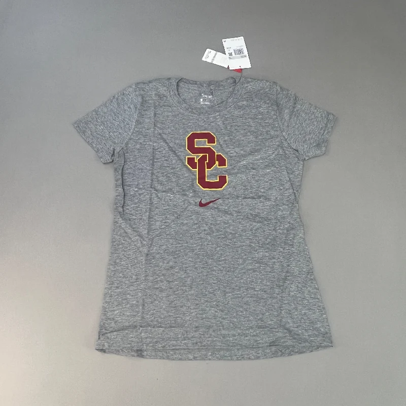 NIKE USC Interlock Trojans Logo Dri-Fit  T-Shirt Women's Sz XS Grey DJ3113-063 (New) Fashionable Trendy Casual
