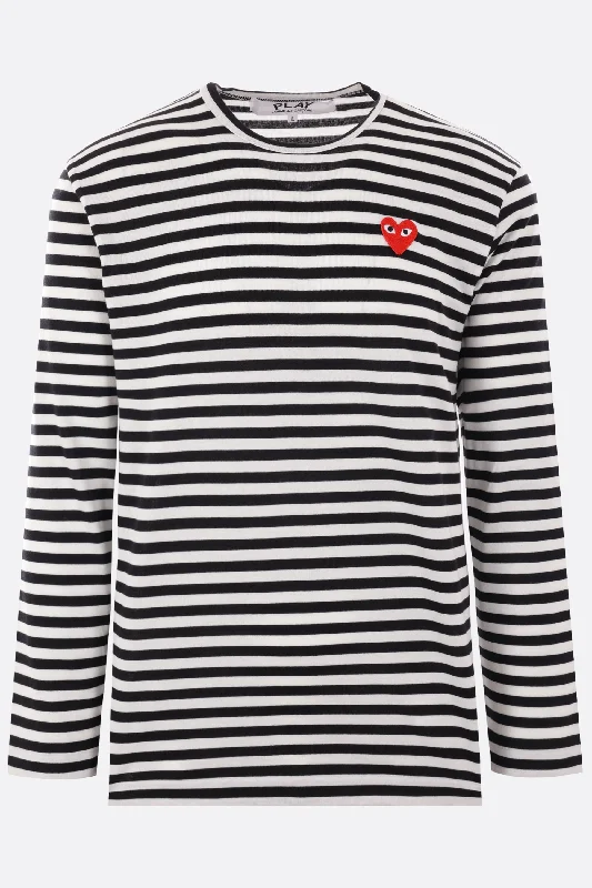 Heart logo patched cotton long-sleeves t-shirt Hooded Caped Shawl Collar