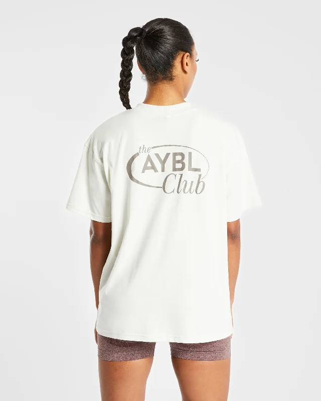 AYBL Club Oversized T Shirt - Off White Welt Pockets Slit Pockets Flap Pockets
