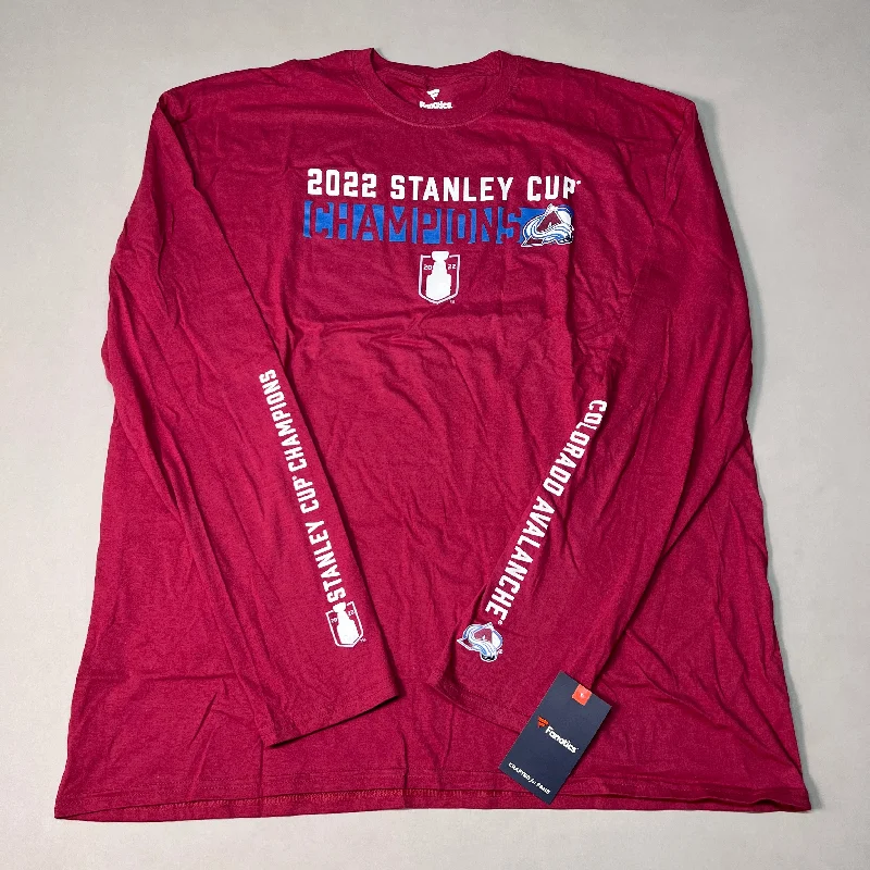 FANATICS 2022 Stanley Cup Champions Colorado Avalanche Long Sleeve T-shirt Sz 2XL Burgundy 058N SC Champs (New) Spandex Blend Rayon Blend Denim Blend