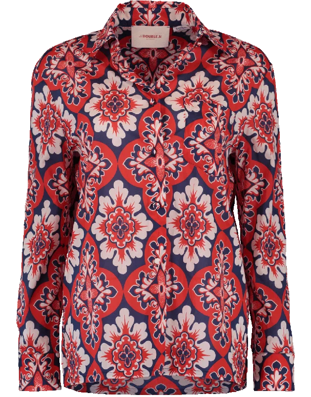 Voile Shirt Solid Print Embellished