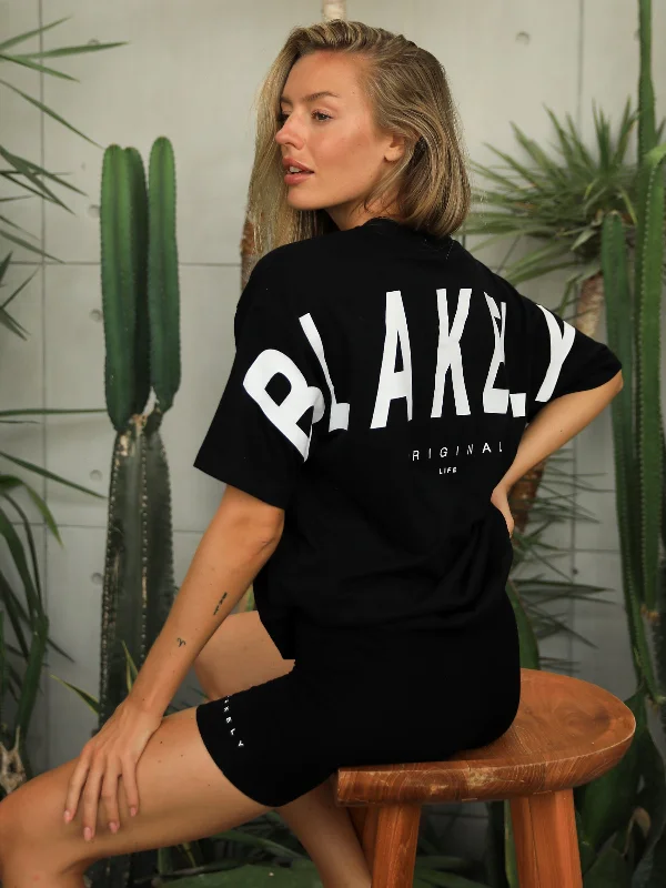 Isabel Oversized T-Shirt - Black Knit Fabric Woven Fabric Fleece Fabric