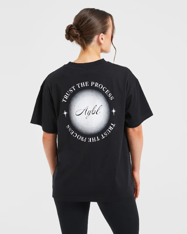 Manifest Oversized T Shirt - Black Chenille Brocade Lace