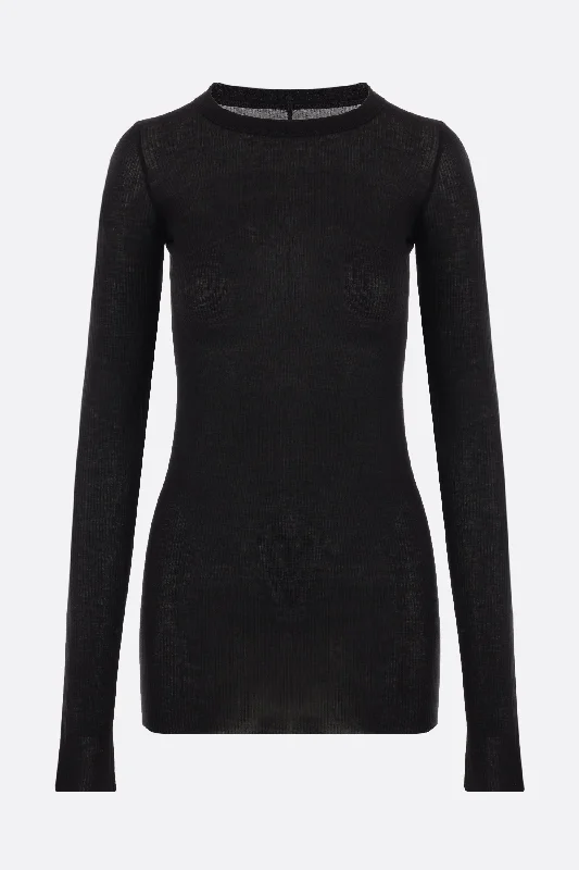 ribbed jersey long-sleeved t-shirt Elasticated Padded Insulated