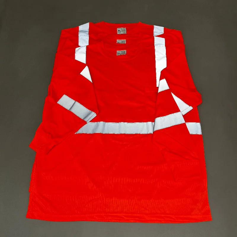 LX REFLECTIVE Pack of 3! Orange Reflective Shirts Unisex Sz-XL Orange (New) Cotton Fabric Linen Fabric Terry Fabric