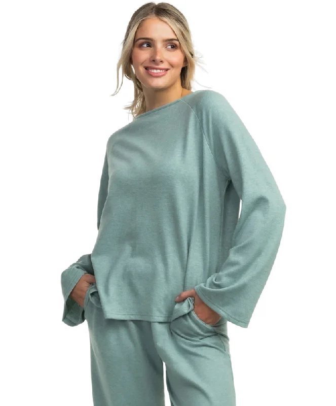 Southern Shirt - Cozy Cloud Boatneck Top Denim Fabric Leather Fabric Suede Fabric