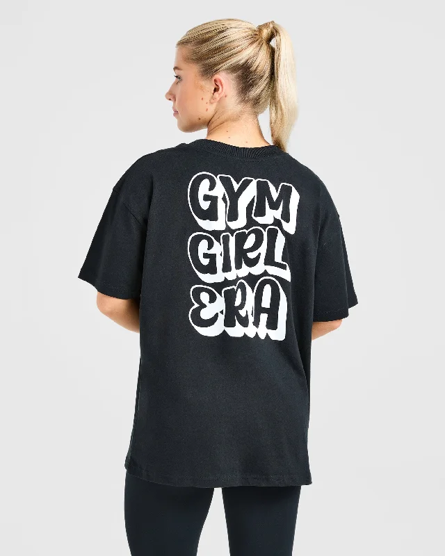 Gym Girl Era Oversized T Shirt - Black Chenille Blend Fleece Blend Nylon Blend