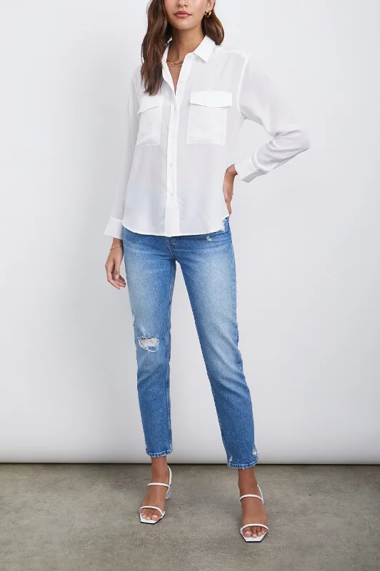 CORI SHIRT - SILK WHITE Mesh Fabric Canvas Fabric Denim Fabric