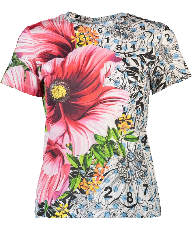 Iven Floral Dot T-Shirt Cashmere Blend Cotton Blend Poly Blend