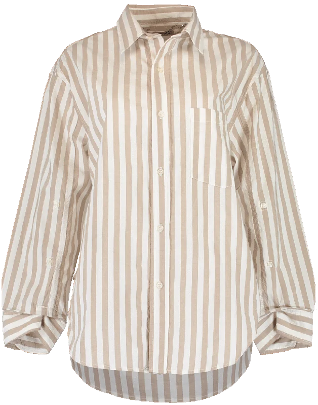 Kayla Striped Boyfriend Shirt Basic T-Shirt Crew Neck Short Sleeve