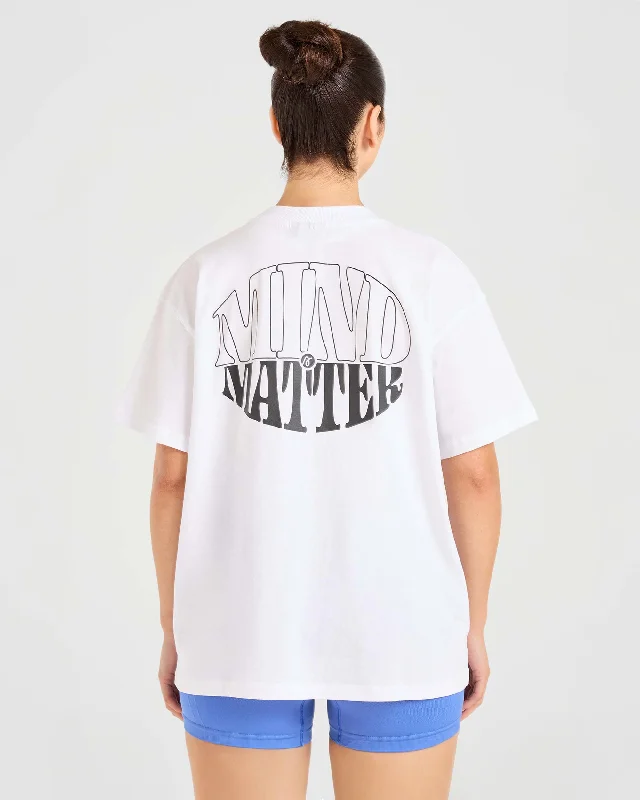 Mind Over Matter Oversized T Shirt - White Hooded Caped Shawl Collar