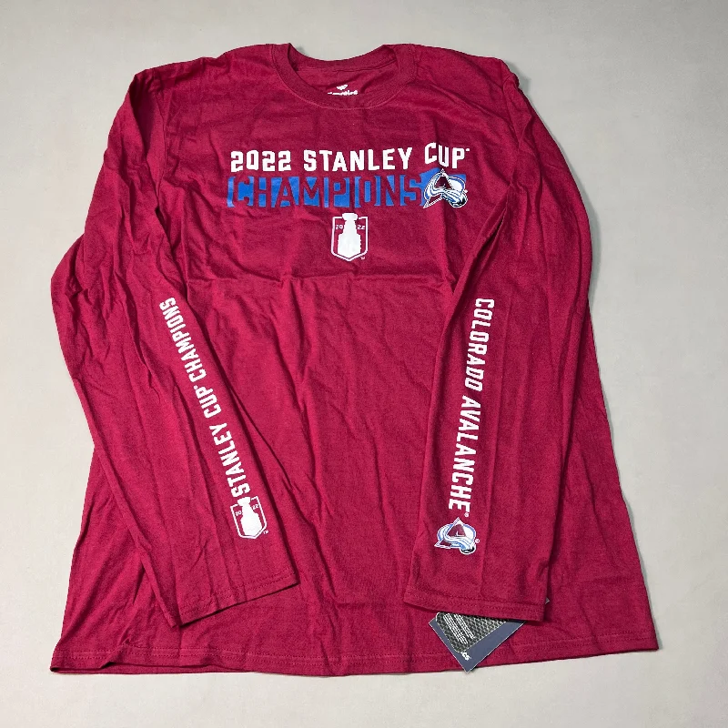 FANATICS 2022 Stanley Cup Champions Colorado Avalanche Long Sleeve T-shirt Sz L Burgundy 058N SC Champs (New) Chenille Brocade Lace