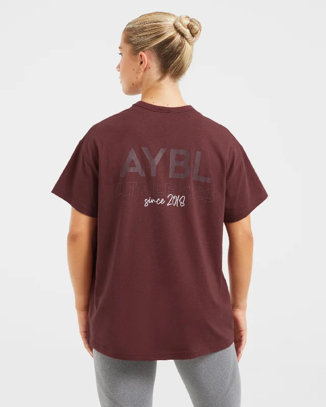 AYBL Athletics Oversized T Shirt - Burgundy Hooded Caped Shawl Collar