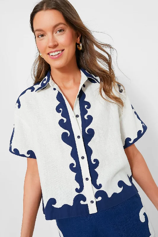 Navy Pine Shirt Basic T-Shirt Crew Neck Short Sleeve