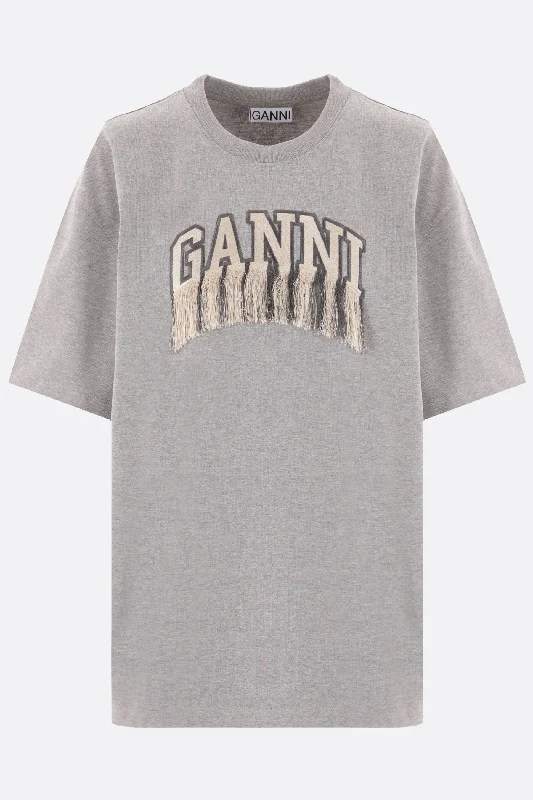logo embroidered cotton t-shirt Real Fur Shearling Chenille