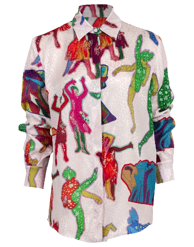 Lucy in the Sky Print Shirt Mesh Blend Leather Blend Suede Blend