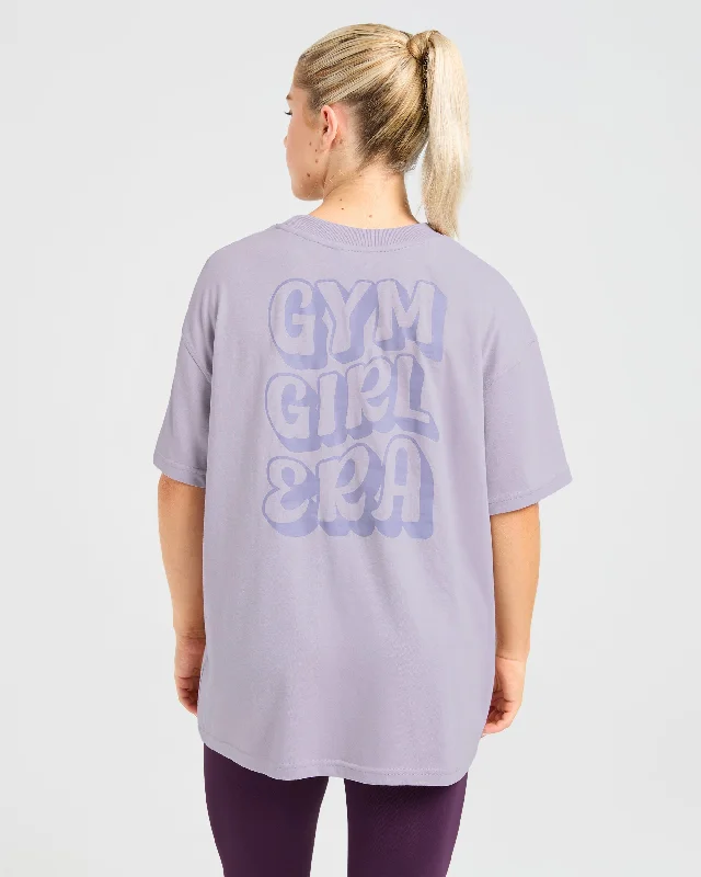 Gym Girl Era Oversized T Shirt - Purple Houndstooth Herringbone Solid