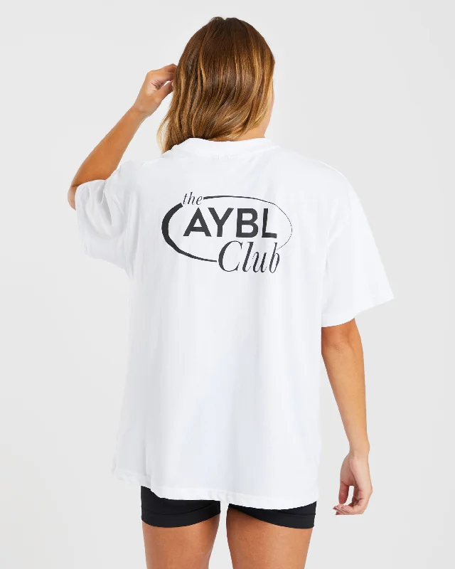 AYBL Club Oversized T Shirt - White Boxy Fit Fitted Loose