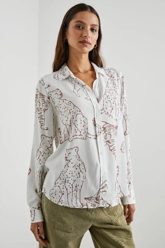 KATHRYN SHIRT - CAMEL JUNGLE CATS Terry Blend Velvet Blend Canvas Blend