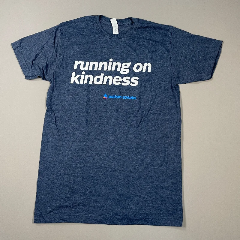 AUTISM SPEAKS Running on Kindness Fundraiser Shirt Unisex Sz M Blue (New) Collared T-Shirt Boat Neck A-Line