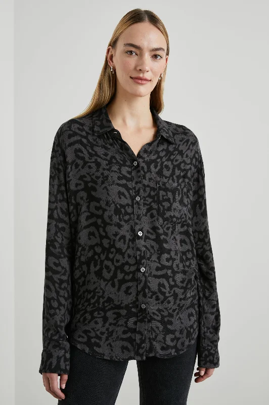 HUNTER SHIRT - DIFFUSED CHARCOAL 
CHEETAH Silk Blend Satin Velvet