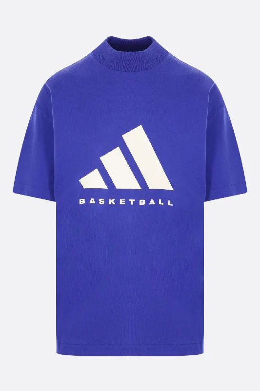 Adidas Basketball 001 logo printed cotton oversized t-shirt Rayon Fabric Velvet Fabric Corduroy Fabric