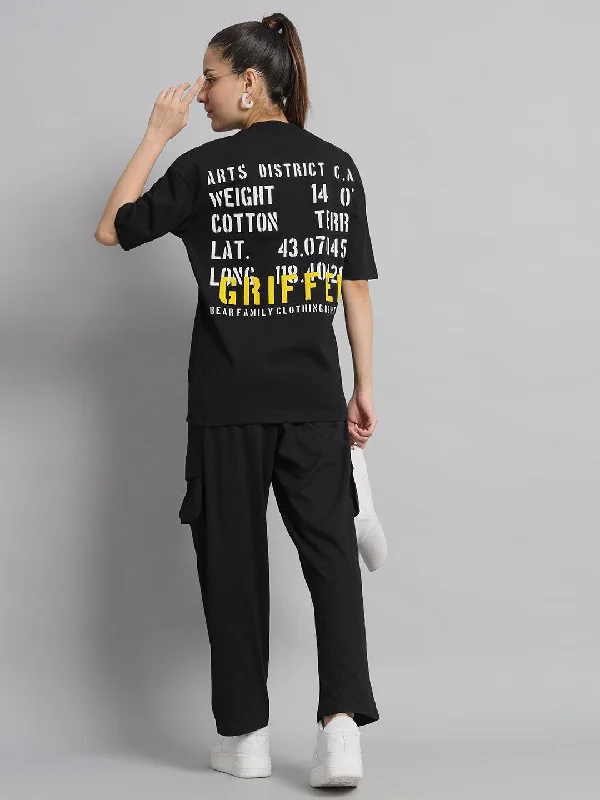 GRIFFEL Women T-shirt and Short Set Hooded Caped Shawl Collar