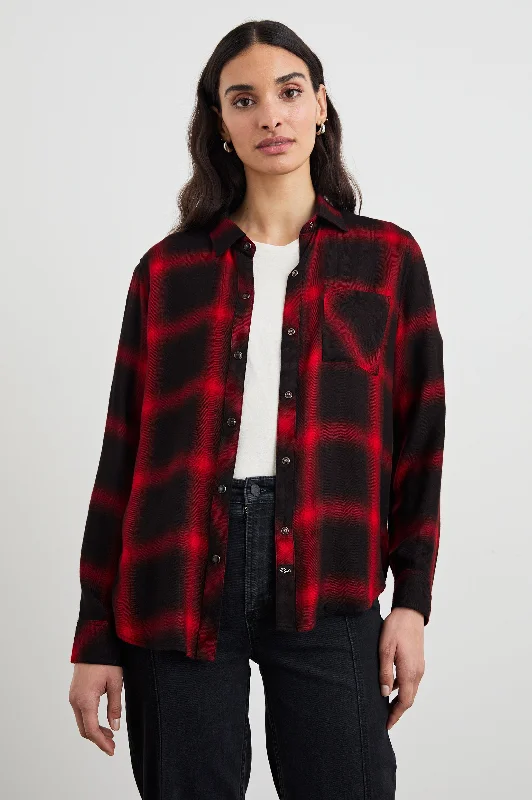 HUNTER SHIRT - DIFFUSED CARDINAL BLACK Plaid T-Shirt Polka Dot Checkered