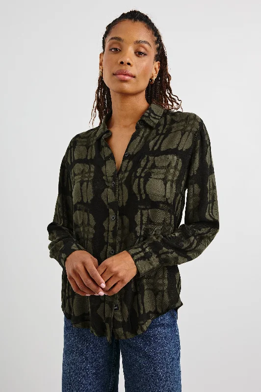 HUNTER SHIRT - OLIVE WATERCOLOR PLAID Boxy Fit Fitted Loose