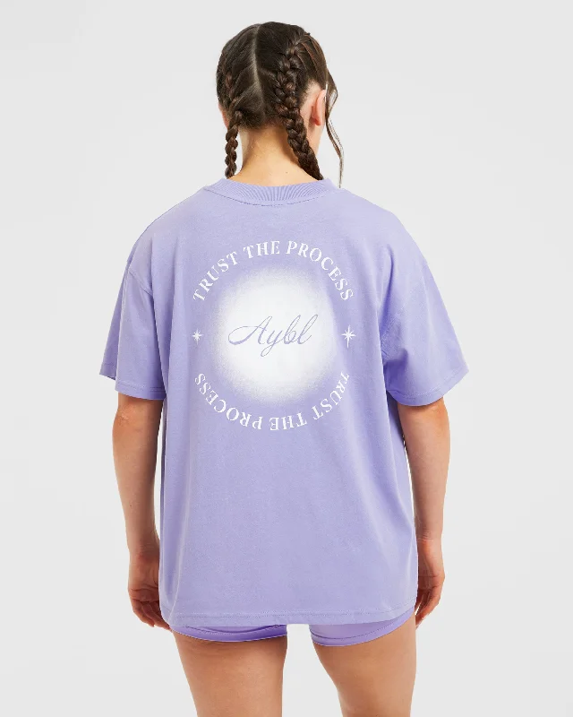 Manifest Oversized T Shirt - Purple Denim Fabric Leather Fabric Suede Fabric