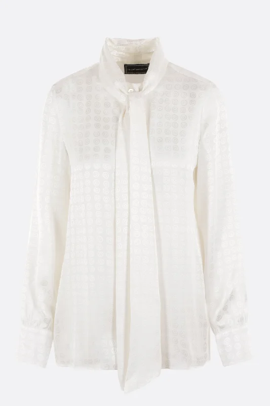 viscose shirt with lavallière Collared Crew Neck Turtle Neck