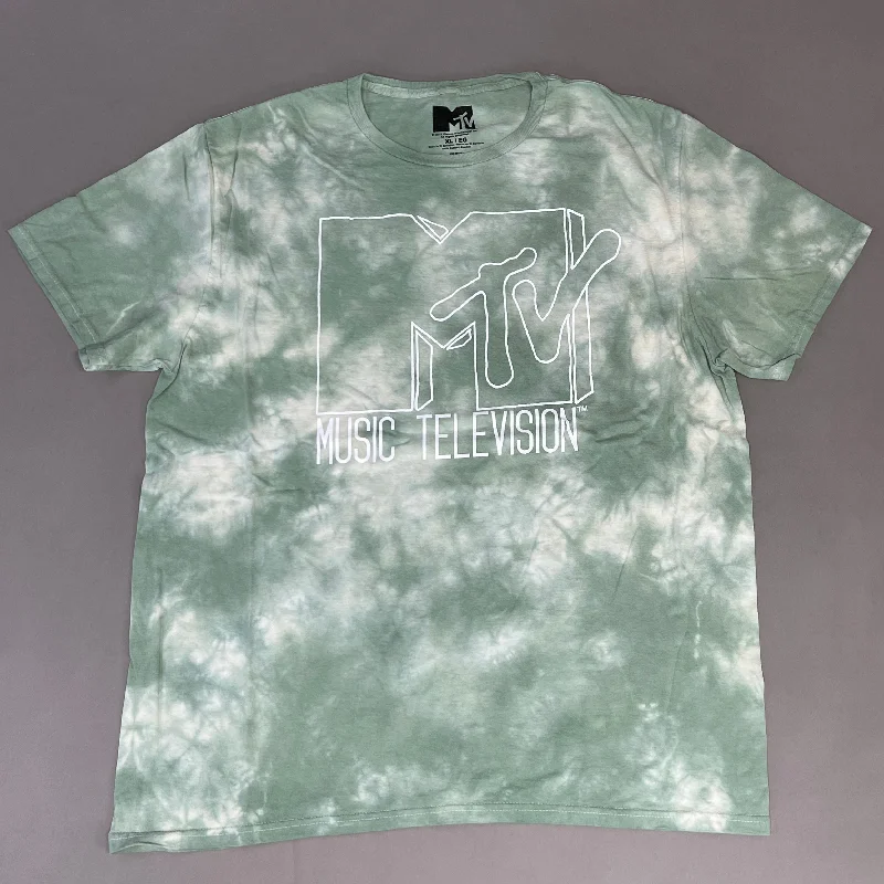 MTV Mint and White Tie-Dye Short Sleeve T-Shirt Women's Sz XL 86947(New) Lace Blend Ribbed Blend Corduroy Blend