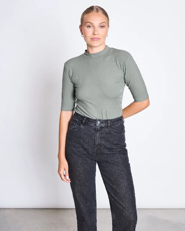 LYOCELL RIB T-SHIRT NINA SEA SPRAY Fitted T-Shirt Seamless Stretchy