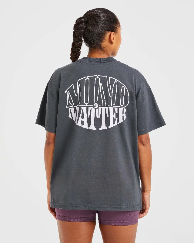 Mind Over Matter Oversized T Shirt - Charcoal/Lilac Zippered Front Buttoned Front Snap Front