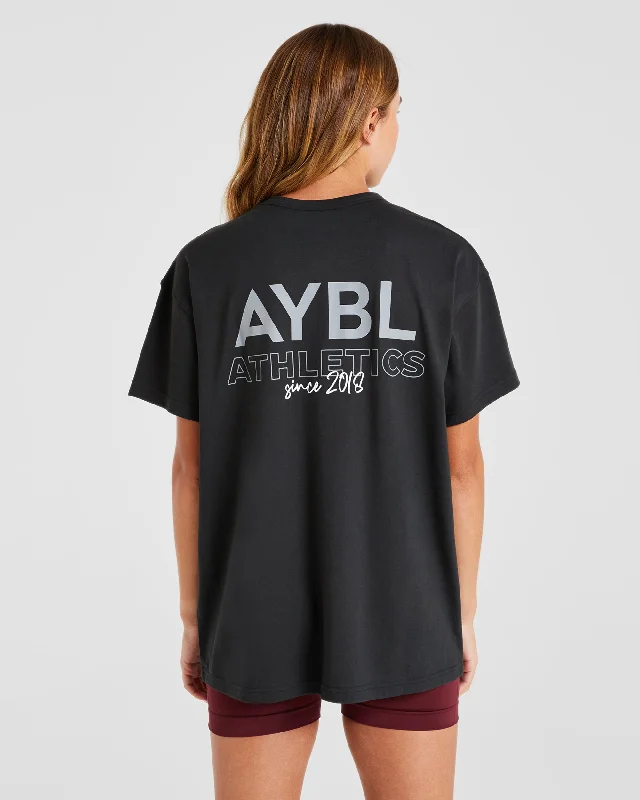 AYBL Athletics Oversized T Shirt - Black Collared Crew Neck Turtle Neck