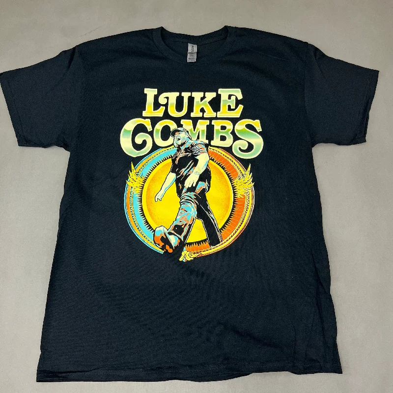 Luke Combs Stadium Tour 2022 Gildan Short Sleeve T-Shirt Unisex Sz L Black (New) Houndstooth Herringbone Solid