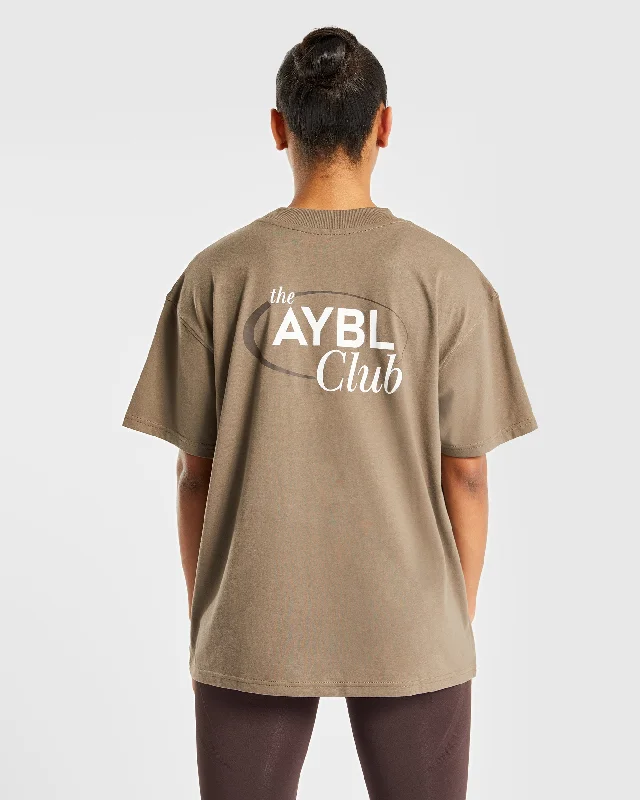 AYBL Club Oversized T Shirt - Brown Zippered Front Buttoned Front Snap Front