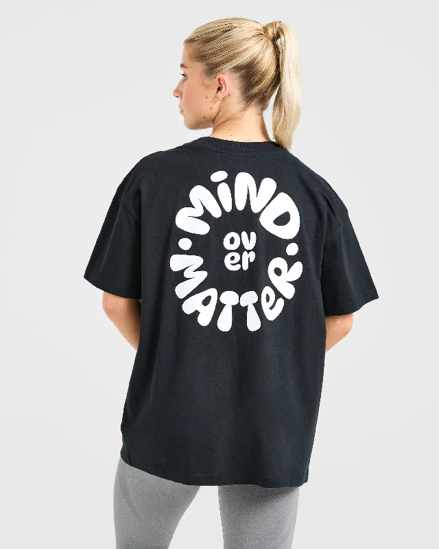 Mind Over Matter V2 Oversized T Shirt - Black Real Fur Shearling Chenille