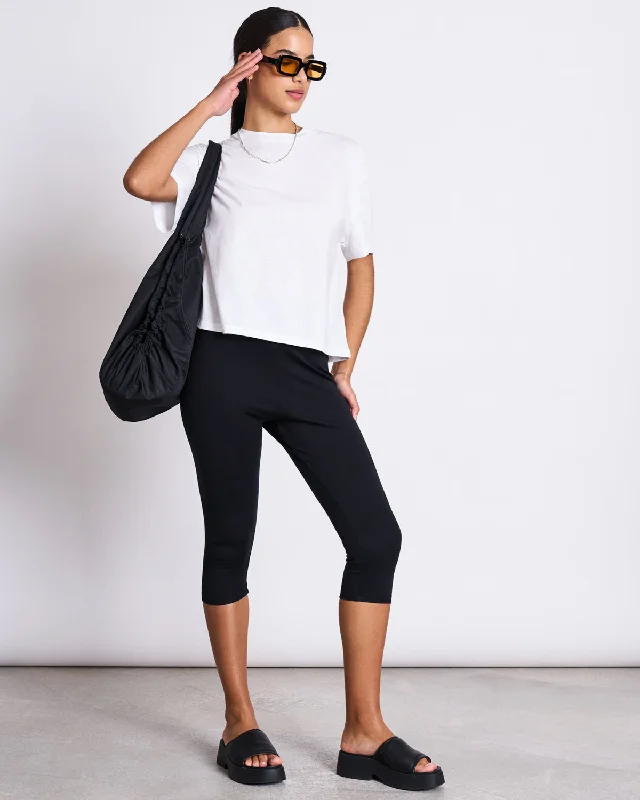 BOXY T-SHIRT TEMEL WHITE Solid Color Striped Floral