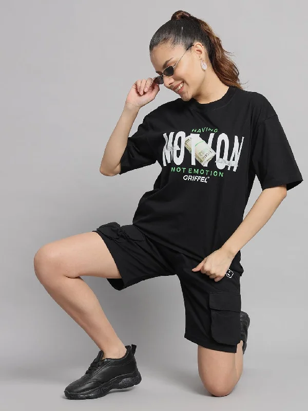 GRIFFEL Women T-shirt and Short Set Print Jacquard Patchwork