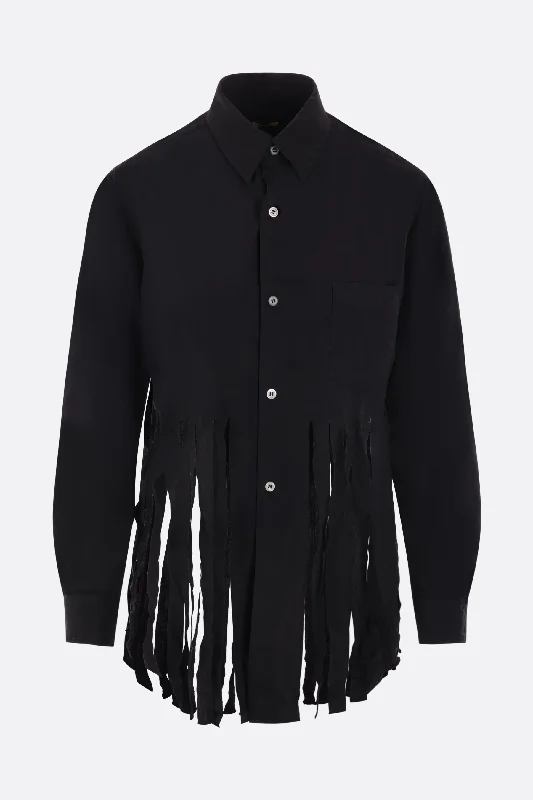 wrinkled technical fabric shirt with fringes Fleece Fabric Down Fabric Feather Fabric