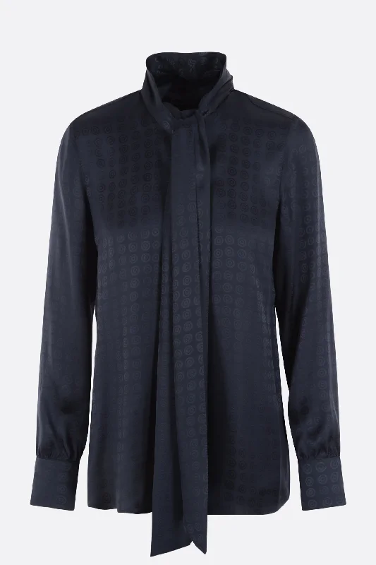 viscose shirt with lavallière Print Jacquard Patchwork