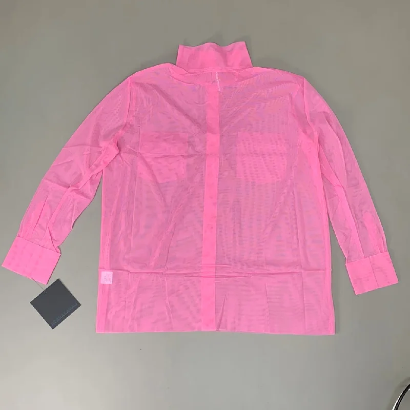 NORMA KAMALI Nk Shirt w/ Faux Pockets Sz XL/42 Candy Pink ST1236MS963966 Solid Color Striped Floral