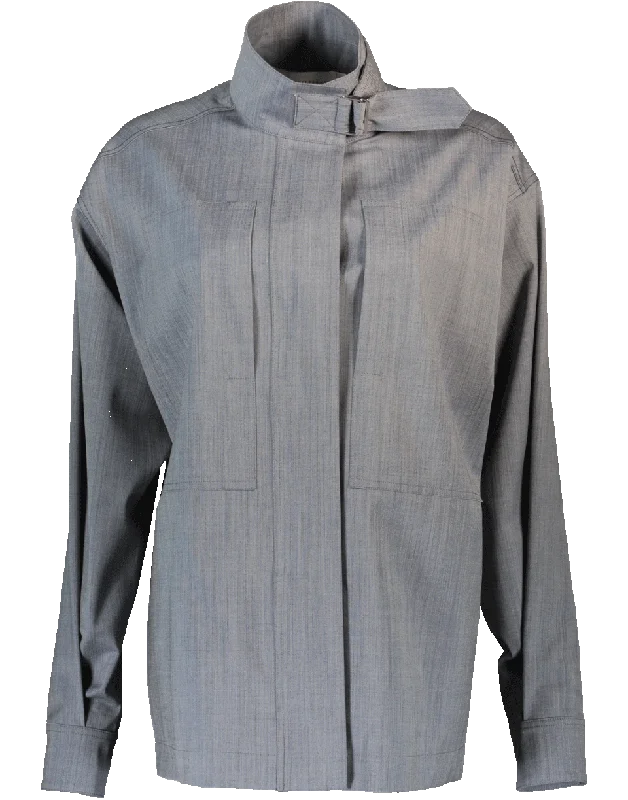 Denim Cargo Shirt Fashionable Trendy Casual