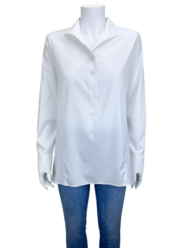 Paperwhite Women's Stretch Cotton Popover Shirt Tunic Size 8 with Tags Embroidered Appliqued Beaded